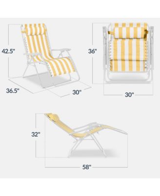 Set of 2 Extra Wide Zero Gravity Lounge Chair Recliners w/ Cup Holder