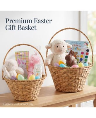 Easter Basket, Small Woven Easter Basket for Kids w/ Collapsible Handle, Tapered Shape