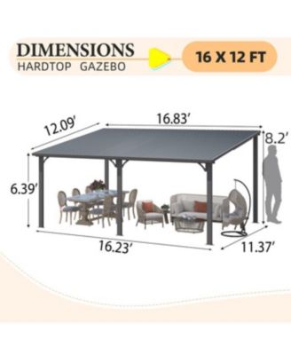  Hardtop Gazebo Outdoor Pergola Lean to Metal Pergolas