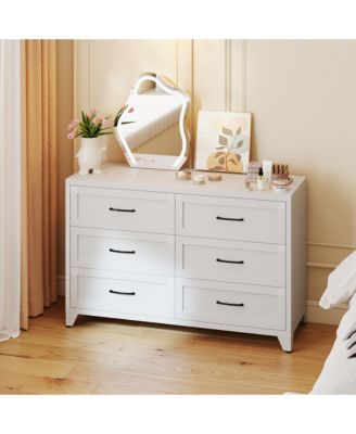 6 Drawer Dresser for Bedroom - Modern Metal Storage Chest with Smooth-Glide Drawers and Adjustable Leveling Feet for Hallway, Entryway