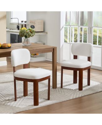 Modern Fabric Upholstered Dining Chairs, Accent Wood Legs, Armless Side Dinner Chair