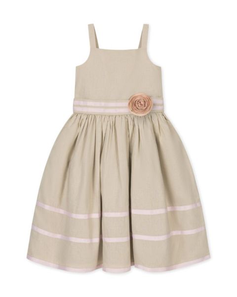 Платье Hope & Henry Linen Cami Rosette Dress для девочек-малышей, цвет: Светлый бежевый