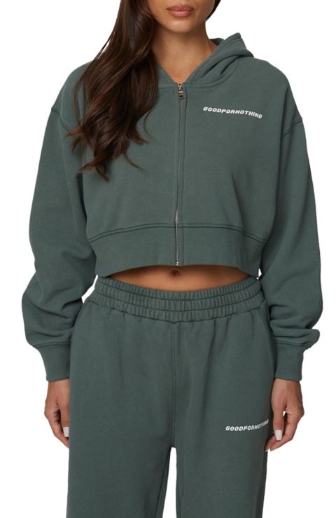 Женское худи Good For Nothing Essential Cropped Zip, цвет: Зелёный