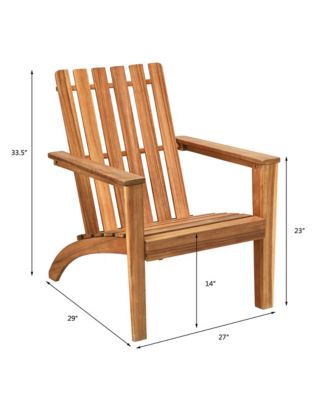 Set of 2 Outdoor Wooden Adirondack Chair Patio Lounge Chair w/ Armrest
