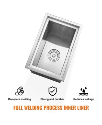 18 x 12 x 14.5 Inch Drop-In Stainless Steel Ice Chest, 40.9 Qt with Sliding Lid