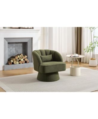Modern 360° Swivel Barrel Accent Chair, Teddy Fabric
