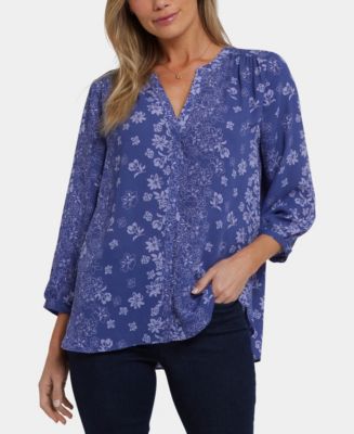 NYDJ Women's Pintuck Spit Neck Top - Macy's