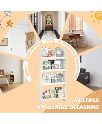 4-Tier Kids Bookshelf - Wall Mounted Bookcases, Toy and Book Storage Rack for Bedroom, Living Room and Nursery
