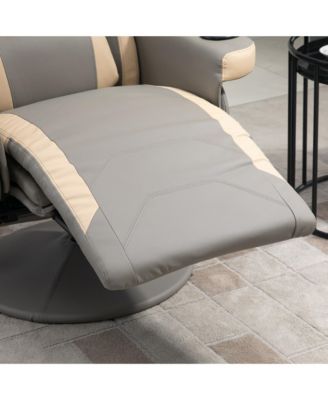 Manual Recliner Armchair PU Leather Lounge Chair Adjustable Leg Rest 360degree(s) Swivel