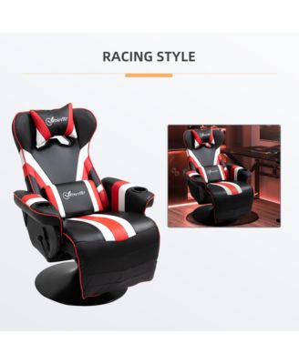 Gaming Chair with Lumbar Support, Footrest, and Cup Holder