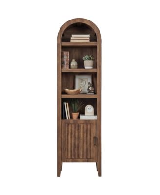 72" Tall Narrow Storage Cabinet w/ Adjustable Shelves, 4-Tier Modern Arched Bookcase