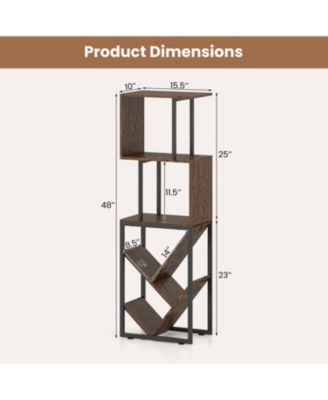 6 Tier Geometric Tree Bookshelf S Shape Open Shelf Bookcase