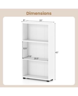 42 Inch 3 Tier Book Shelf with Anti Tip Kit Storage Organizer