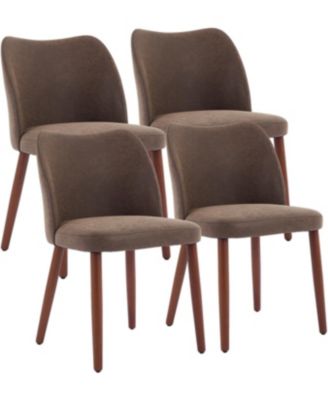 Leather Dining Chairs Set of 4, Upholstered Wingback Chairs with Wood Legs