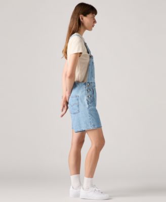 Women's Vintage-Inspired Square Neck Adjustable Straps Shortalls