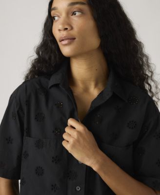 Premium Women's Novelty Harlie Short-Sleeve Cotton Cropped Shirt