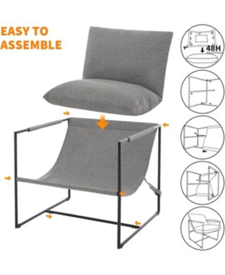 Sling Accent Chair with Metal Frame and Foam Cushion