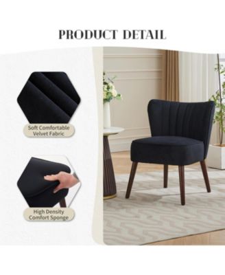 Modern Velvet Accent Chair with Wood Legs