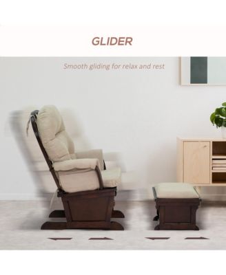 Nursery Glider Rocking Chair with Ottoman and Thick Padded Cushion