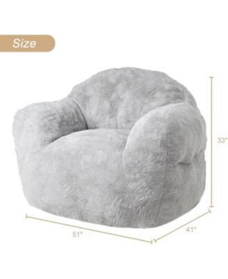 51" Fluffy Faux Fur Bean Bag Chair Cover with Filler, Machine Washable, Anti-Slip Storage Bag