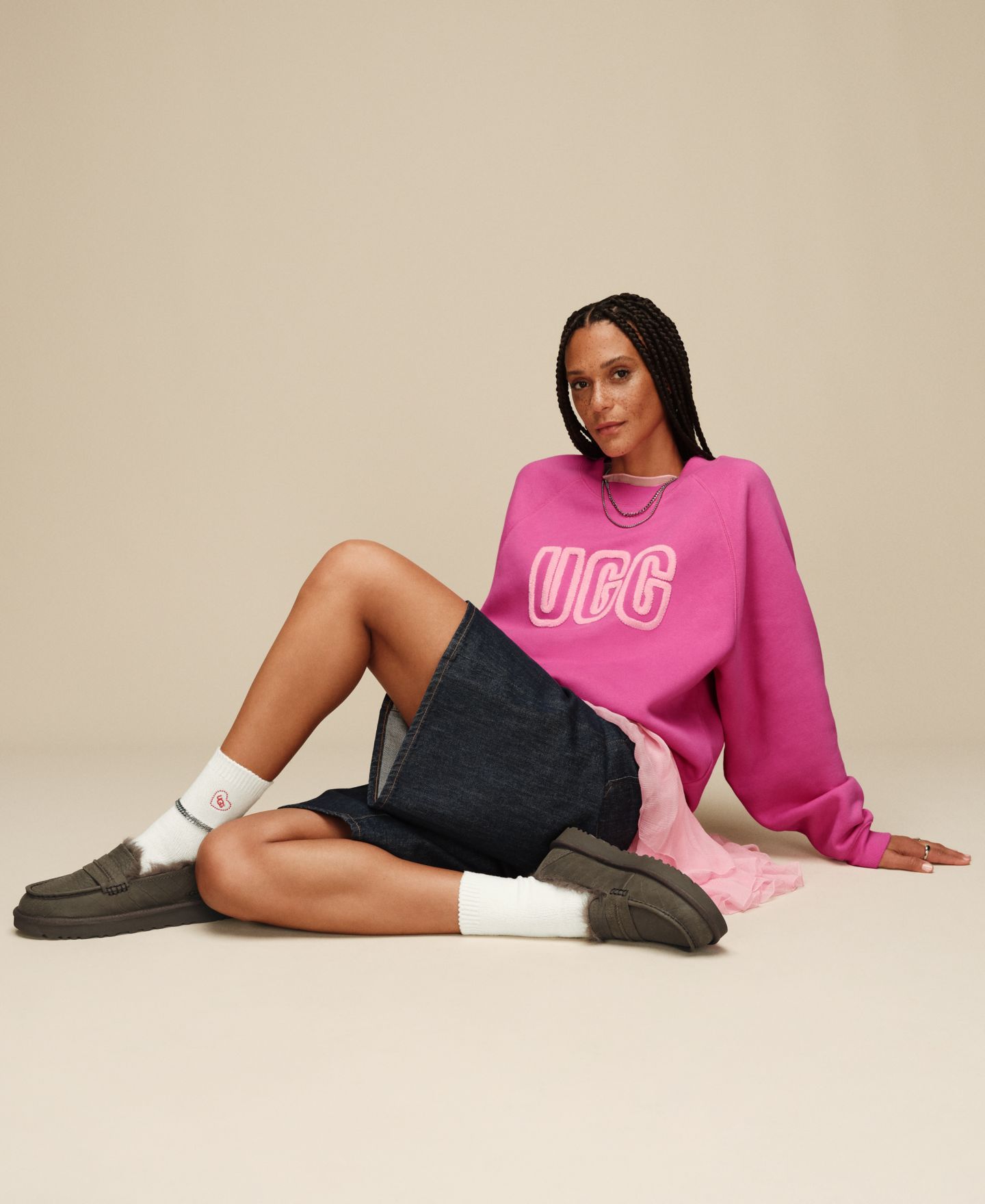 Носки UGG Heart, вышивка, укороченные, в рубчик, цвет: Вязаный — фото 4