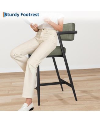 Bar Stools Set of 4 with Armrests,Counter Height Bar Stools of 4 with Backrest,Footrest,Thick Cushion and Thickened Metal Legs for Island