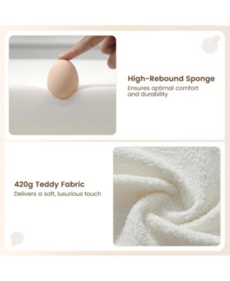 Comfy Chair Set of 2, Modern Accent Chairs with Teddy Fabric, Wood Arms and Metal Frame