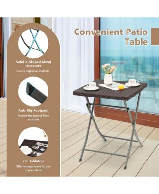 3PCS Patio Bistro Set Folding Wicker Chairs and Table Outdoor Patio Furniture Set