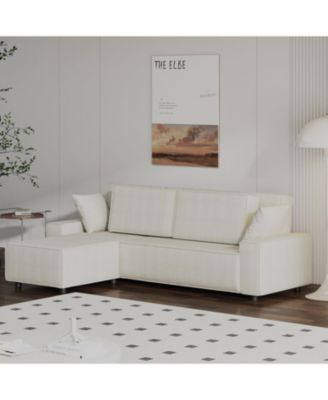 70" Oversized Cloud Couch, Mid-Century Chenille Sofa with USB and Side Pockets, Deep Seat