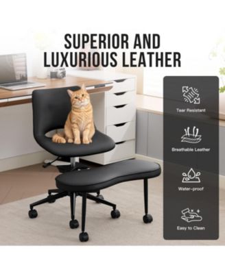 Ergonomic Cross-Legged Office Chair with High Lumbar Support, Adjustable Height Kneeling Chair