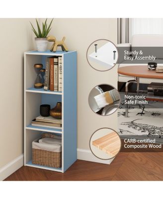 3 Cube Decorative Bookshelf Open Bookcase Toy Storage Organizer Horizontal Vertical, Blue