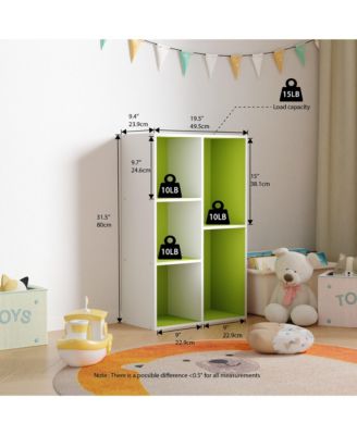 5 Cube Storage Bookshelf Kids Toy Organizer Horizontal Vertical, Green