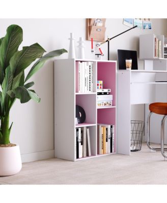 5 Cube Storage Bookshelf Kids Toy Organizer Horizontal Vertical, Pink