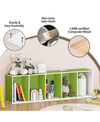 5 Cube Decorative Open Bookshelf Kids Toy Storage Organizer Horizontal Vertical, Green