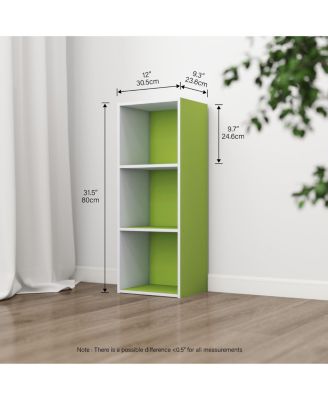 3 Cube Decorative Bookshelf Open Bookcase Toy Storage Organizer Horizontal Vertical, Green