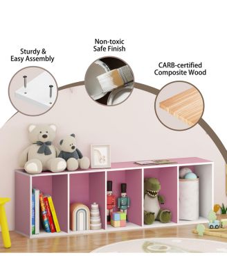 5 Cube Decorative Open Bookshelf Kids Toy Storage Organizer Horizontal Vertical, Pink
