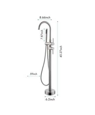 Floor Mounted Tub Faucet High Flow Freestanding Tub Filler Faucet with Handheld Shower Head and Swivel Spout