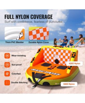 1-2 Rider Towable Boat Tube with Backrest and Nylon Cover