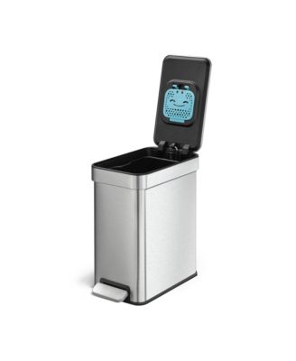 3 Gallon Slim Stainless Steel Trash Can with CleanAura Odor Control and Soft Close Lid, Silver