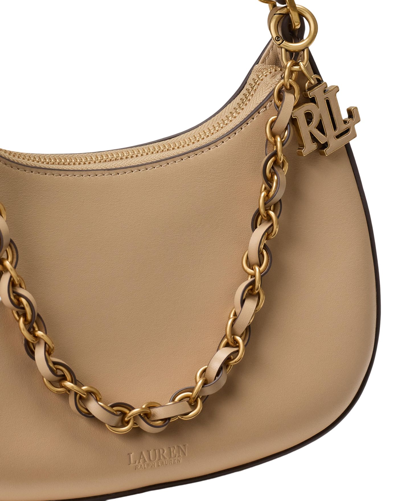 Женская сумка Lauren Ralph Lauren Marcy Medium Leather Shoulder, цвет: Рыжевато-коричневый — фото 6