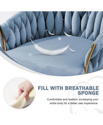 Velvet Bar Stools Set of 2 - Hand-Wave Back, Golden Chrome Base and Footrest, Counter Height Chairs for Kitchen Island, Home Pub