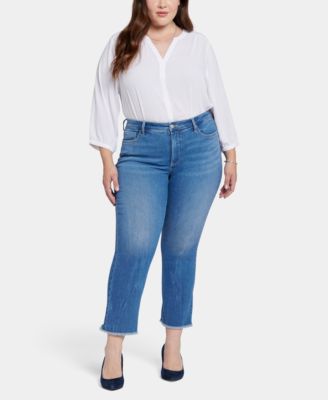 Plus Barbara Bootcut Ankle Jeans with Frayed Hems