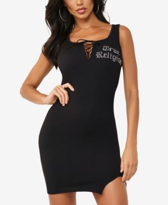Women's Crystal Lace Up Seamless Mini Dress