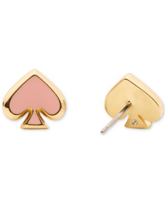 Gold-Tone Brass Spade Enamel Stud Earrings