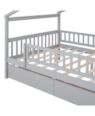 Wooden House Bed Two Drawers