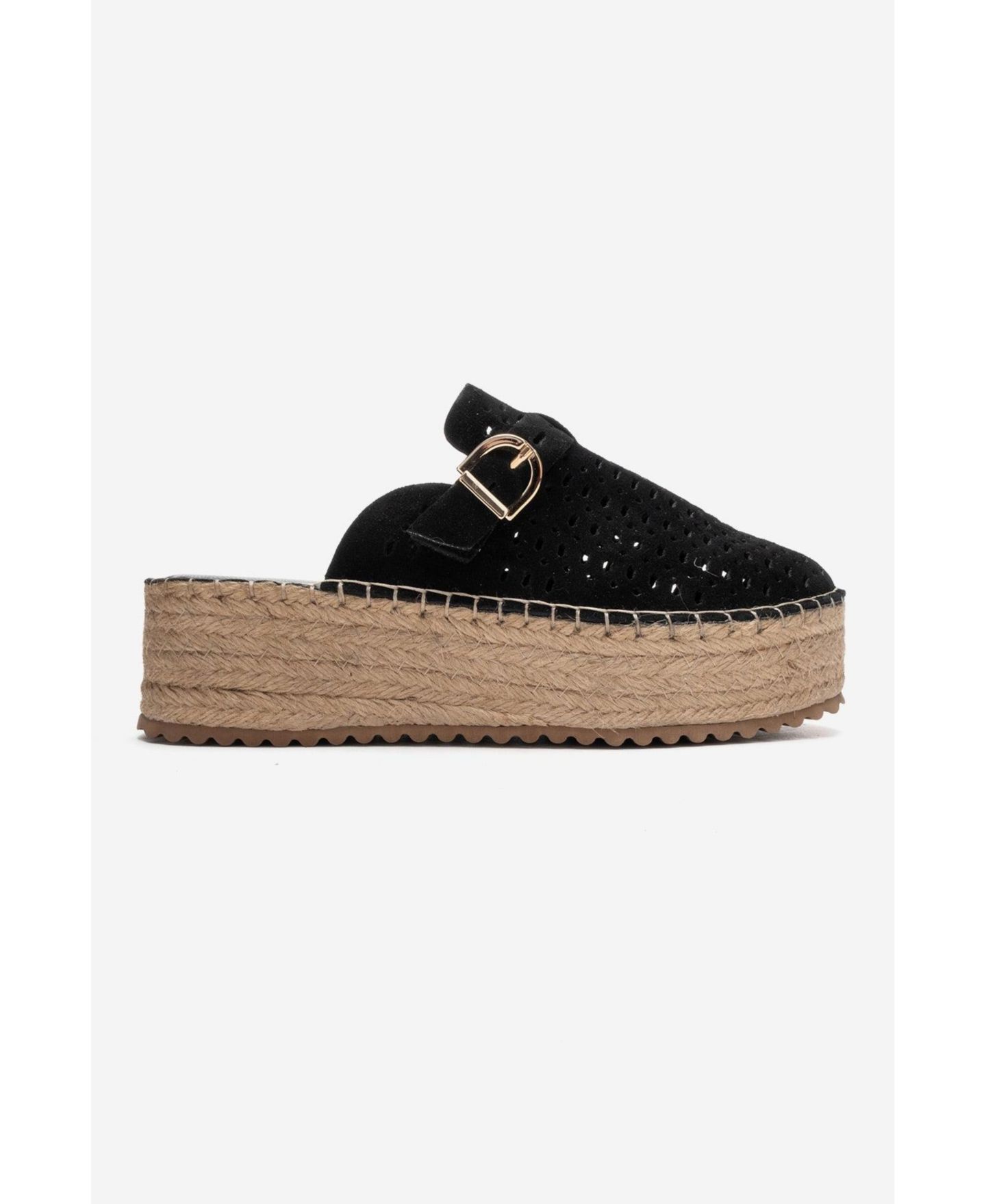 Женские сандалии Forever & Always Shoes Louis Leather Platform Sandal, цвет: Чёрный замшевый — фото 2