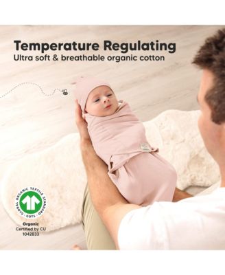 3-Pack Organic Baby Swaddle Sleep Sacks with Knot Hats, Newborn Baby Swaddles Wrap, Ergonomic Wearable Blanket