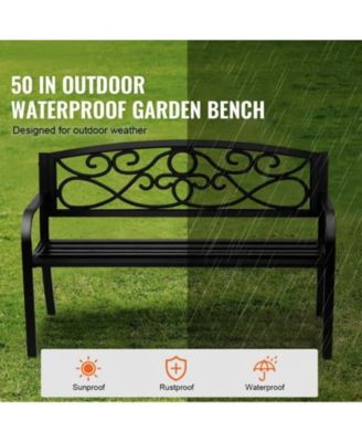  Metal Outdoor Garden Bench with Backrest and Armrests