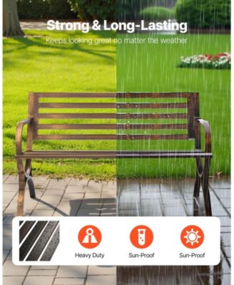 Carbon Steel Outdoor Bench with Slatted Backrest