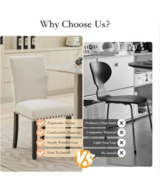 Dining Chairs Set of 6 Upholstered Persons Dinner Room Chair Sets Fabric Kitchen Chairs Solid Wood Legs and Padded Cushion